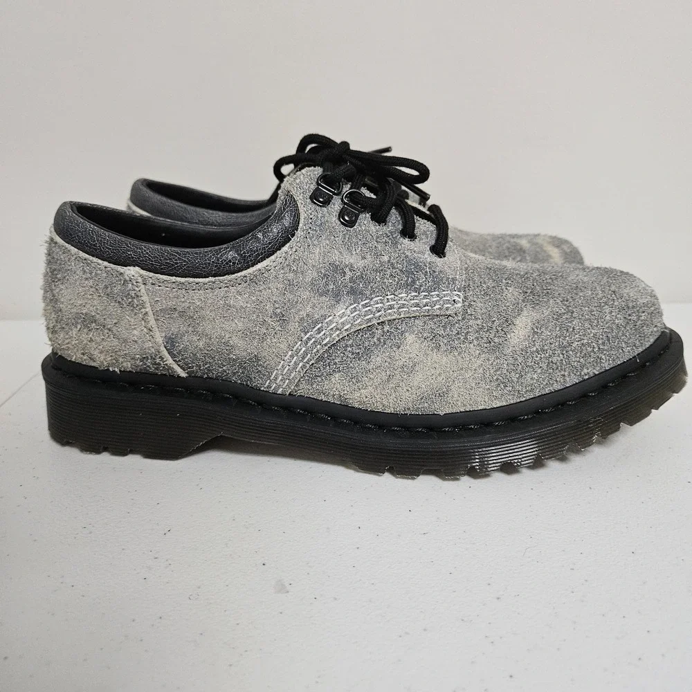 Dr. Martens Shoes Mens 9‎ Grey Stonewash Hairy Suede Low Top Oxford #8053 NWOT